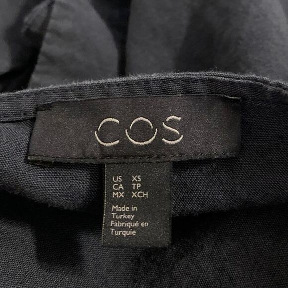 COS Women's Black Short Sleeve V Neck Sheath Tie Bow Wrap Mini Dress Size XS - Picture 3 of 3